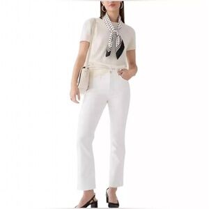 J. Crew 9” Billie Demi Boot Crop white jeans, size 30
